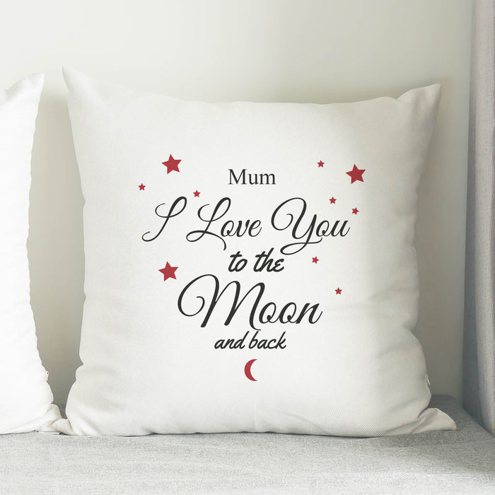 Personalised To The Moon & Back White Cushion