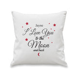 Personalised To The Moon & Back White Cushion