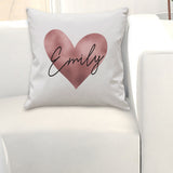 Personalised Name Only Rose Gold Heart Cushion