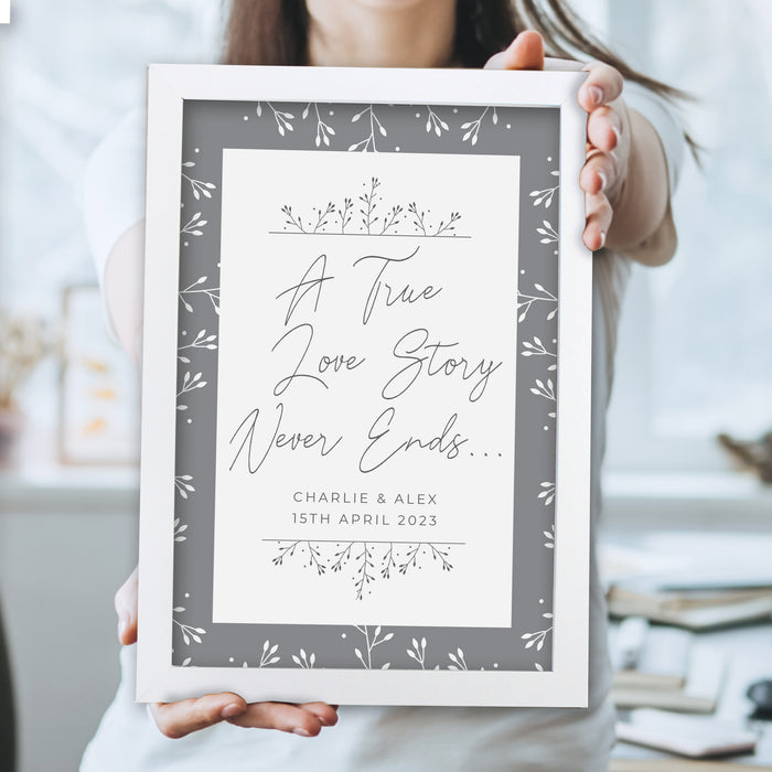 Personalised True Love Story A4 White Framed Print