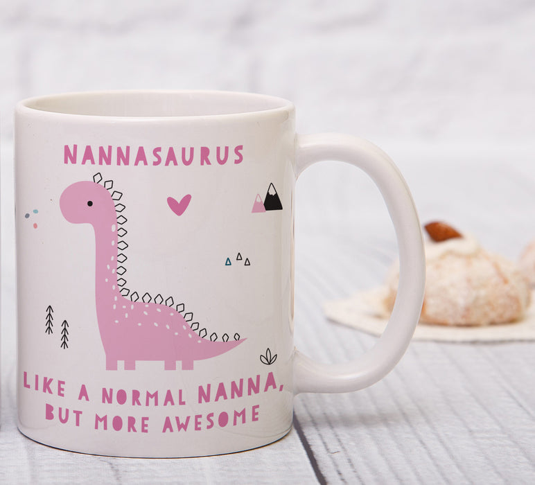 Personalised More Awesome Pink Dinosaur Mug