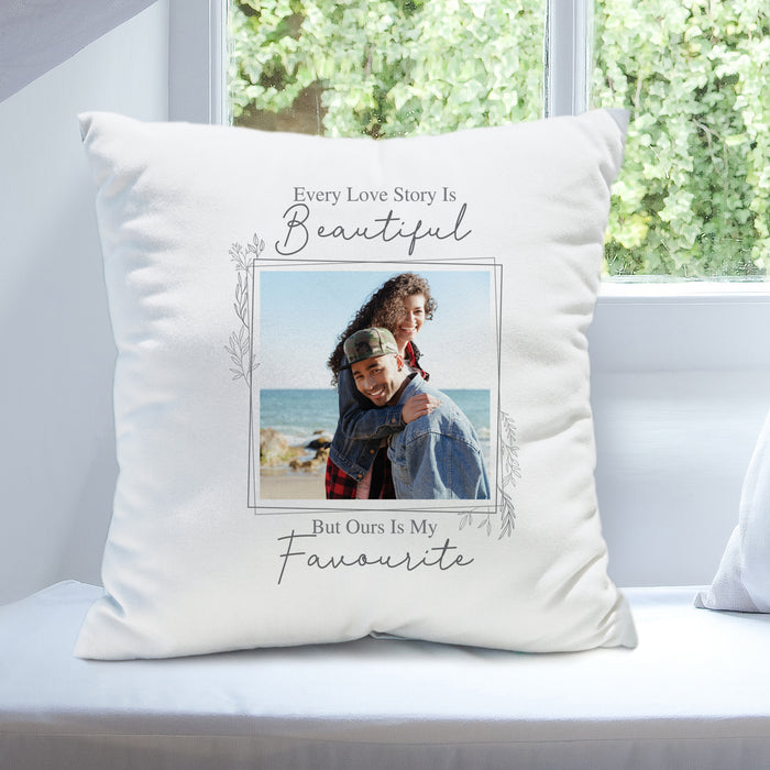 Personalised Love Story Photo Upload Cushion