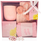 Hot Chocolate Gift Set with Mug, Socks, and Mini Winter Hot Water Bottle with Cosy Cover