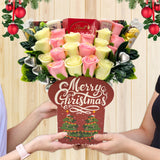 Christmas Chocolate Bouquet - Croquettes & Truffles Chocolate with White & Pink Roses