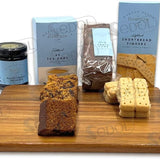 Traditional Time for Tea Hamper by Market Place Food Co - Gift Set of Highland Shortbread Fingers, Brandy Fruit Cake, Quality Tea & Jam