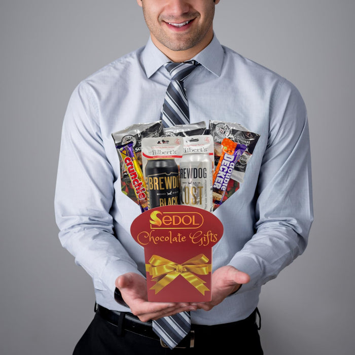 Beer and Bar Snacks Bouquet with Cadbury Chocolate