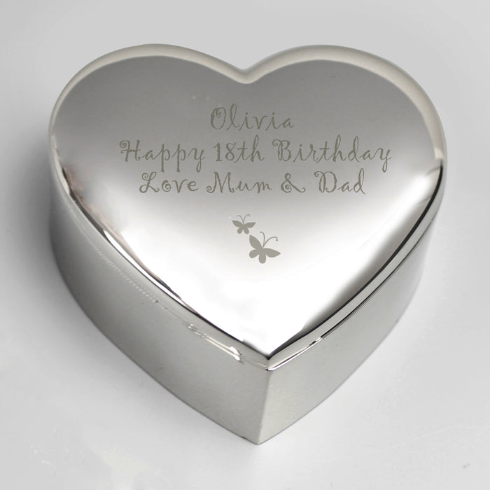 Personalised Butterfly Heart Trinket Box