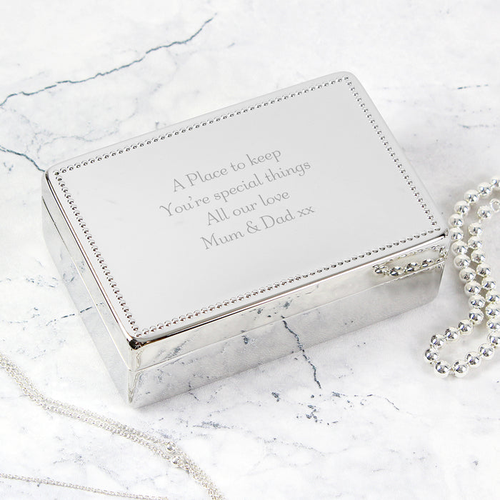 Personalised Any Message Rectangular Jewellery Box