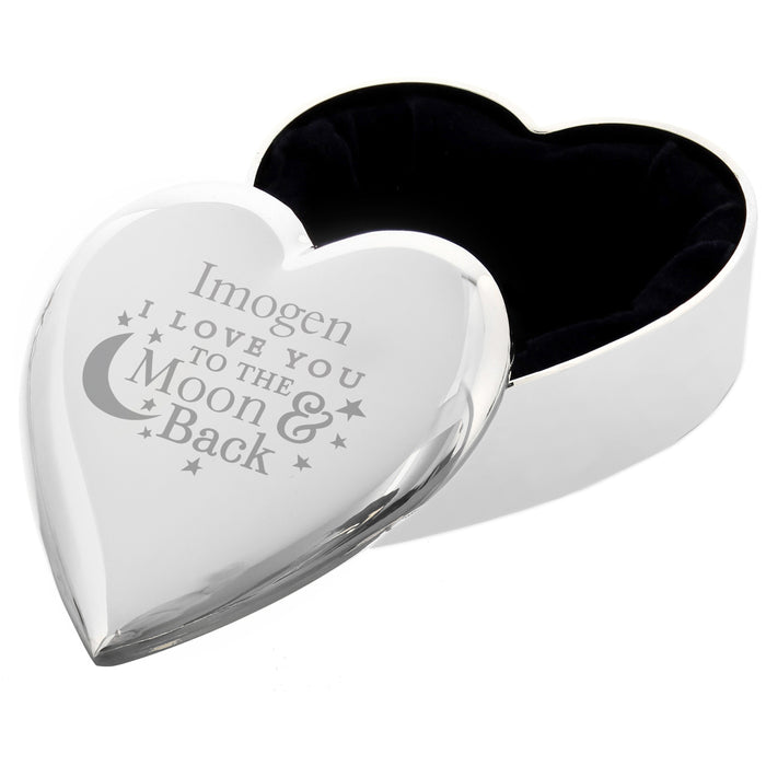 Personalised To the Moon and Back... Heart Trinket Box