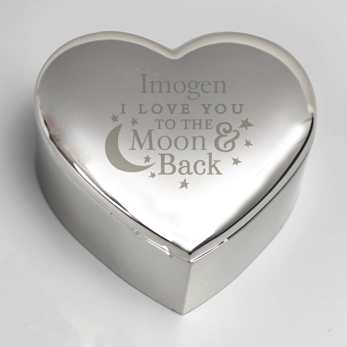 Personalised To the Moon and Back... Heart Trinket Box