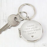 Personalised Heart Motif Round Photo Keyring