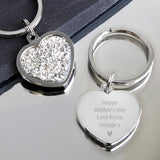 Personalised Free Text Diamante Heart Keyring