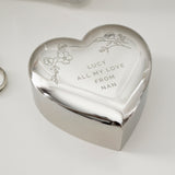 Personalised Floral Free Text Heart Trinket Box