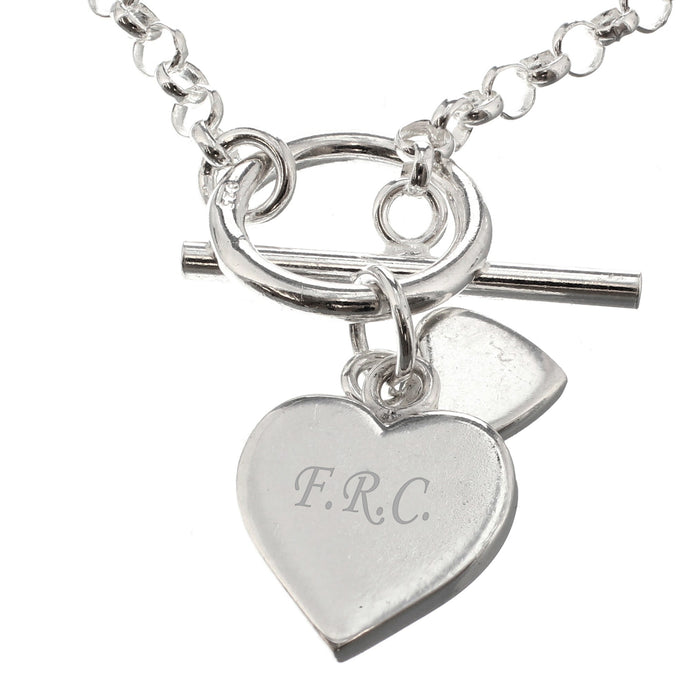 Personalised Hearts T-Bar Necklace