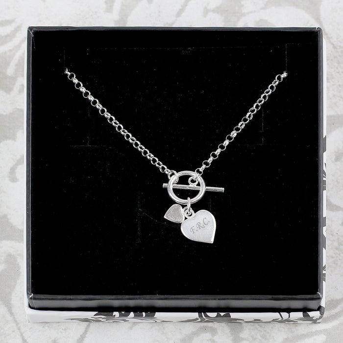 Personalised Hearts T-Bar Necklace