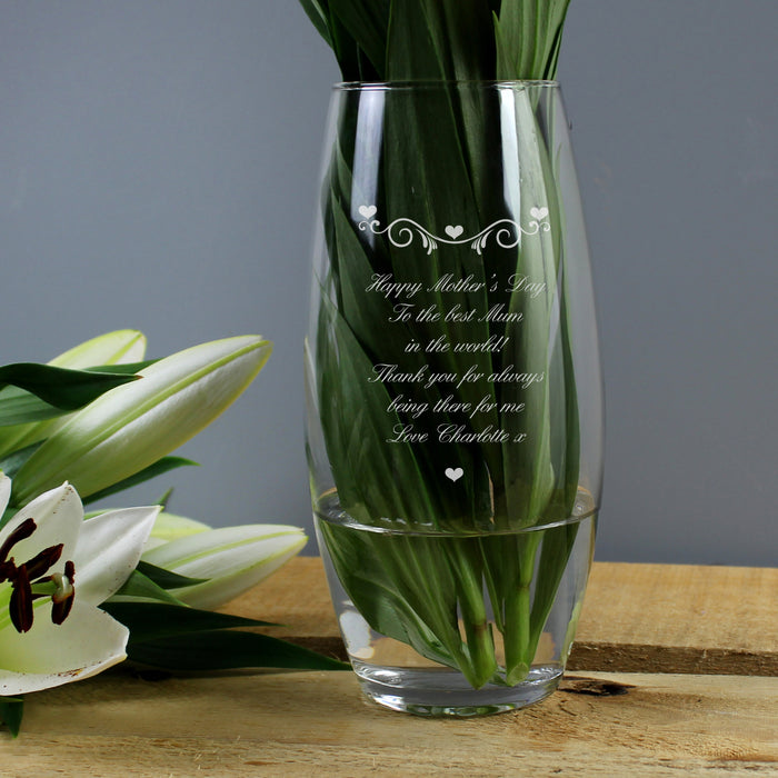 Personalised Hearts & Swirls Bullet Vase