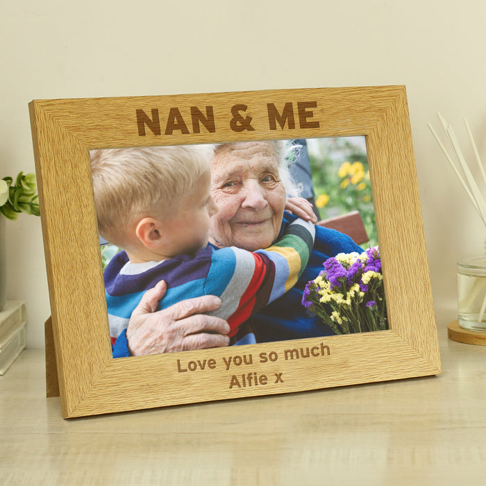 Personalised Nan & Me 5x7 Landscape Wooden Photo Frame