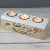 Personalised You Light Up My Life Triple Tea Light Box