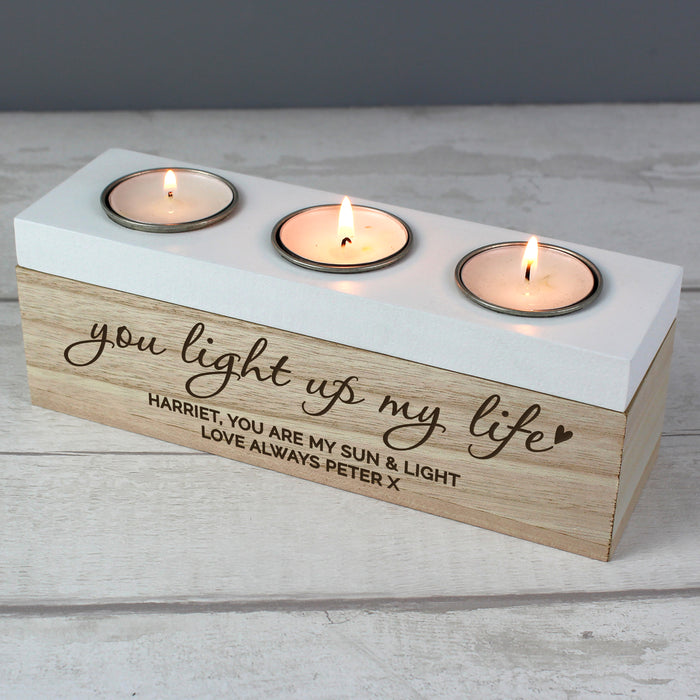 Personalised You Light Up My Life Triple Tea Light Box