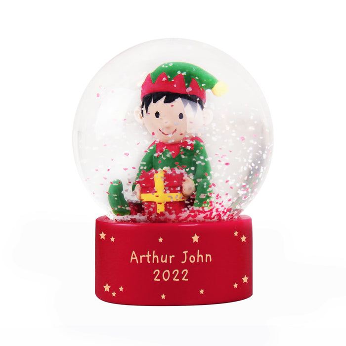 Personalised Message Elf Glitter Snow Globe - Customized Christmas Ornament Gift