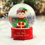 Personalised Message Elf Glitter Snow Globe - Customized Christmas Ornament Gift