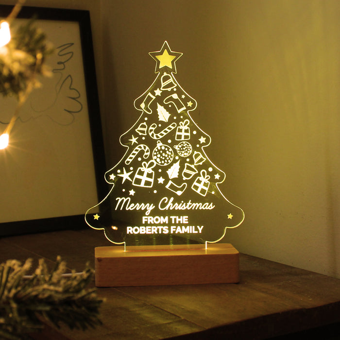 Personalised Christmas Tree Wooden Based LED Light