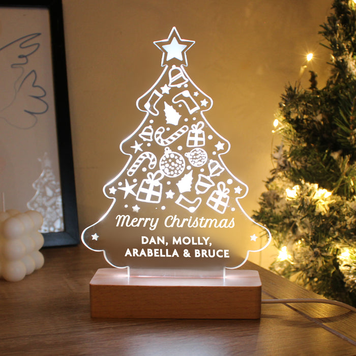 Personalised Christmas Tree Wooden Based LED Light