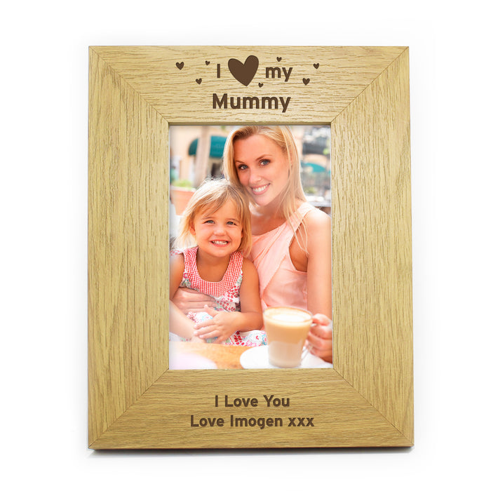 Personalised Oak Finish 6x4 I Heart My Photo Frame