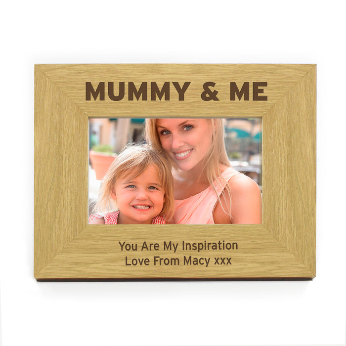 Personalised Oak Finish 6x4 Mummy & Me Photo Frame