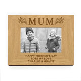 Personalised Floral Mum 6x4 Oak Finish Photo Frame