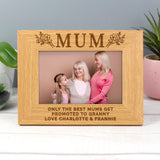 Personalised Floral Mum 6x4 Oak Finish Photo Frame