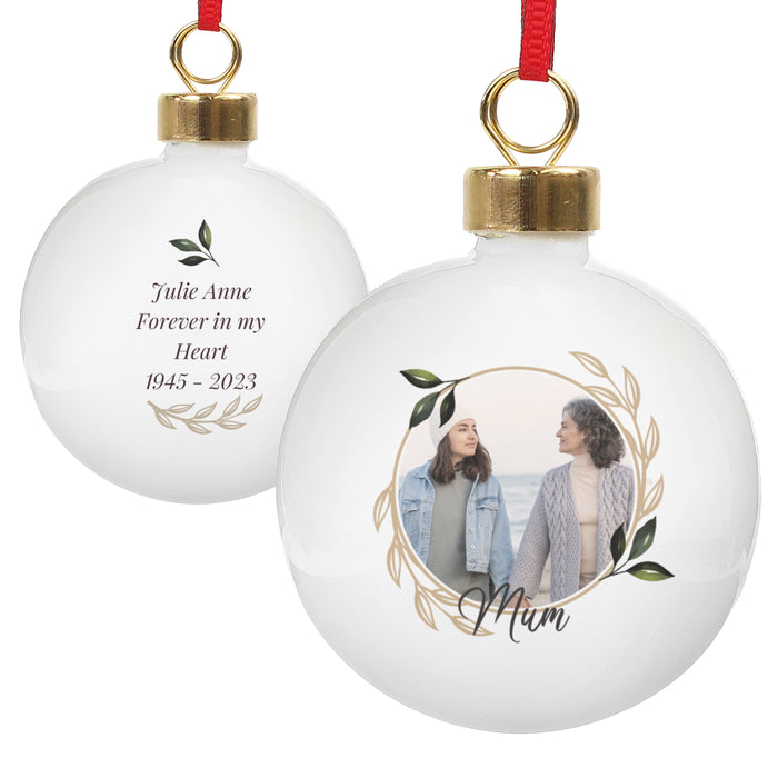 Personalised Photo Upload Memorial Bauble