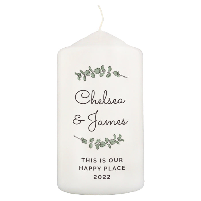 Personalised Botanical Pillar Candle