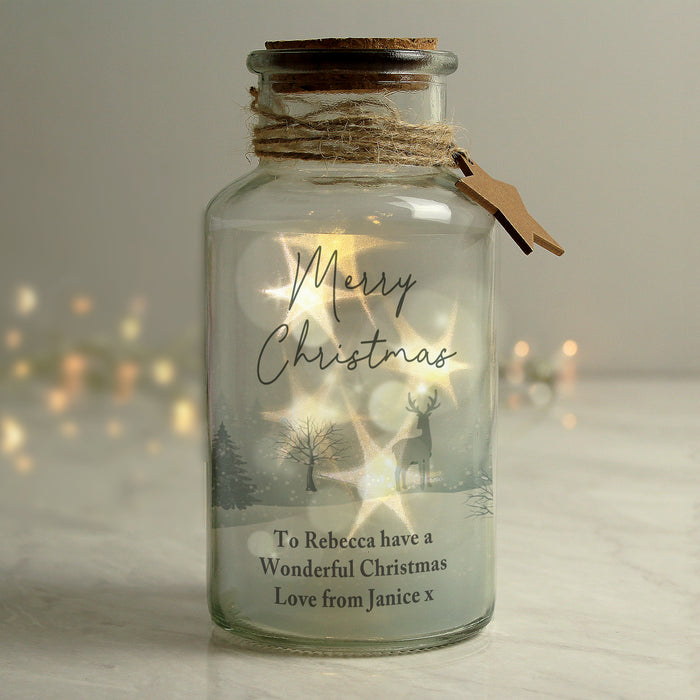 Personalised Merry Christmas LED Glass Jar