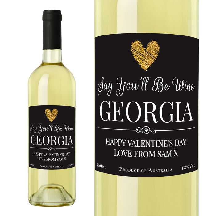 Personalised Heart White Wine