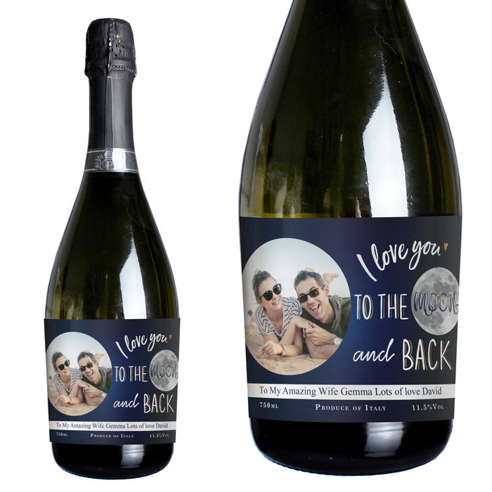 Personalised Moon & Back Photo Upload Prosecco