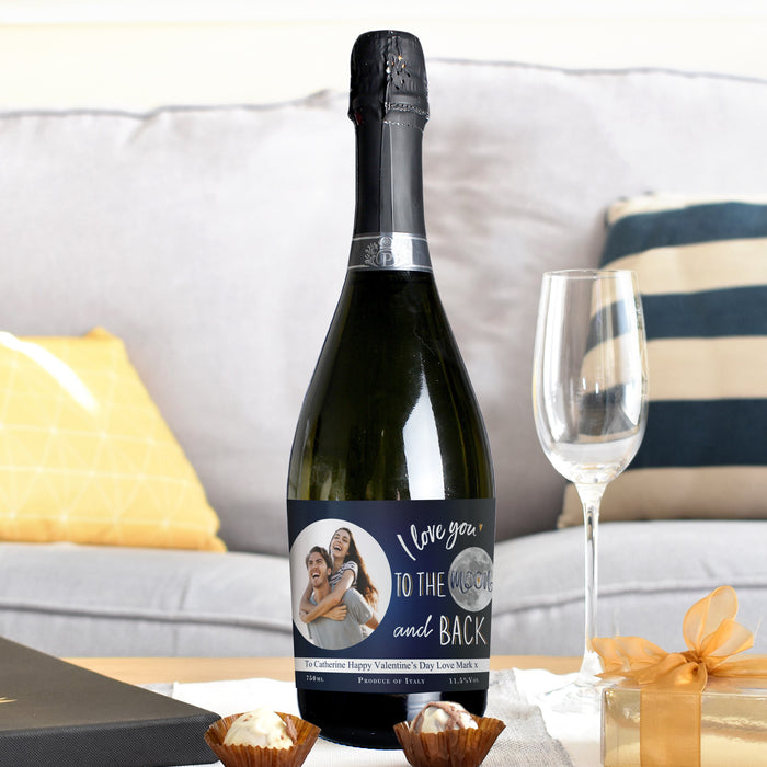 Personalised Moon & Back Photo Upload Prosecco