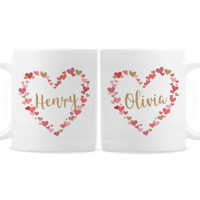 Personalised Confetti Hearts Wedding Mug Set