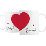 Personalised Two Hearts Mug Set