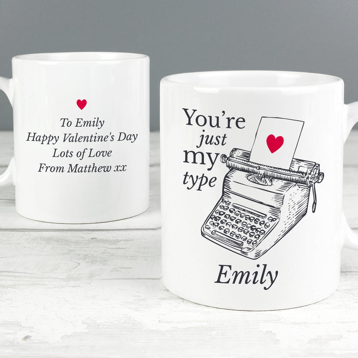 Personalised Just My Type Valentines Mug