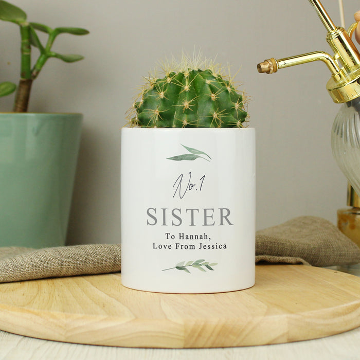 Personalised Free Text Botanical Ceramic Storage Pot