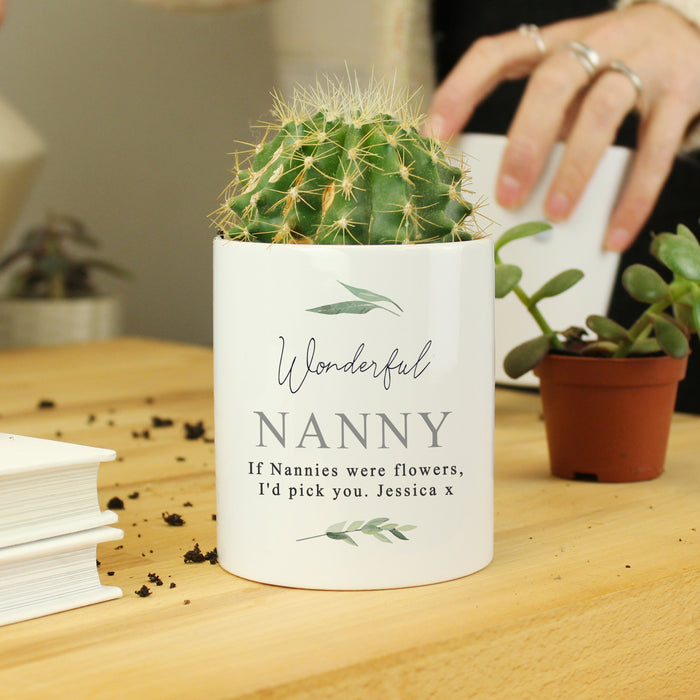 Personalised Free Text Botanical Ceramic Storage Pot