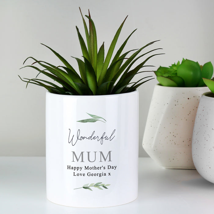 Personalised Free Text Botanical Ceramic Storage Pot