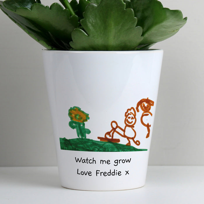 Personalised Childrens Drawing Photo Upload Plant Pot