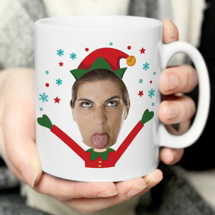 Personalised Photo Upload Christmas Elf Mug