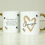 Personalised Hearts Gold Handled Mug