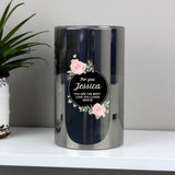 Personalised Floral Smoked Glass LED Candle