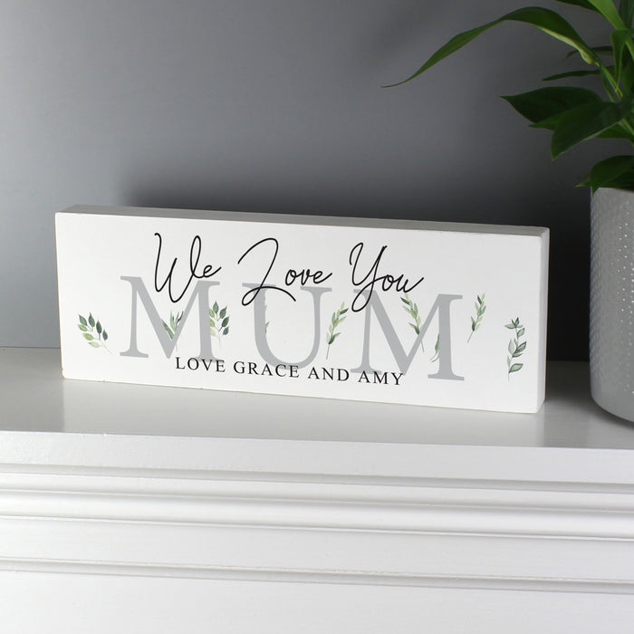 Personalised Botanical Wooden Block Sign