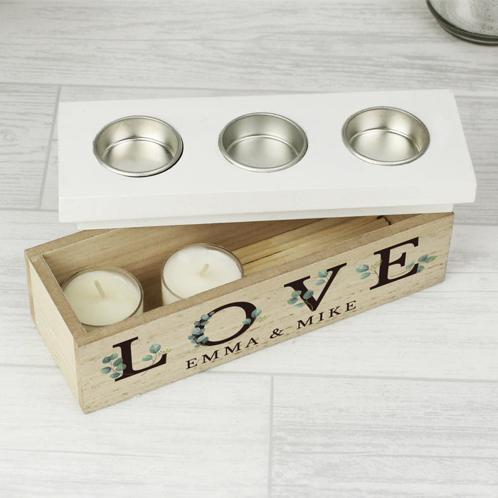 Personalised Botanical Triple Tea Light Box