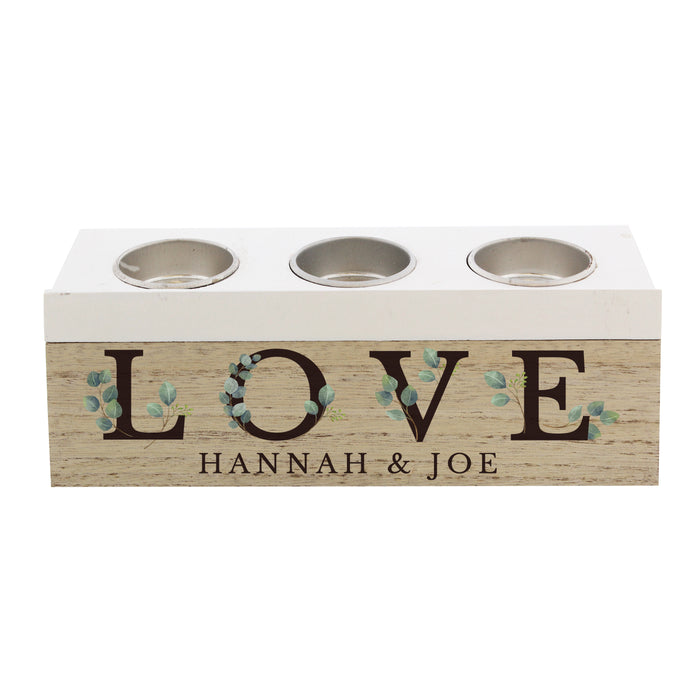 Personalised Botanical Triple Tea Light Box